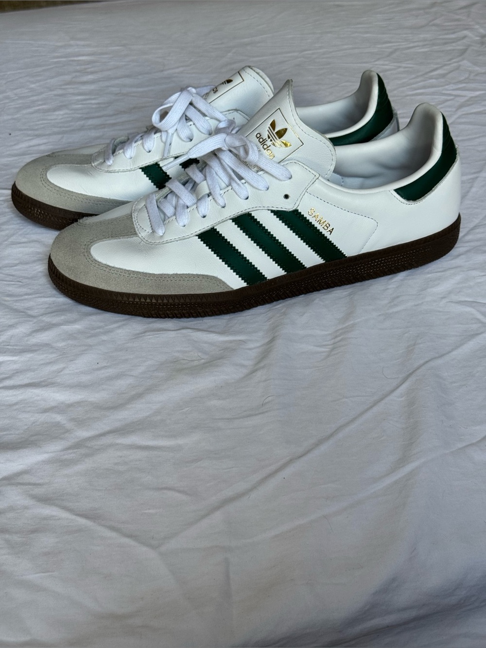 Like New Adidas Samba OG White & Green Leather Sneakers
